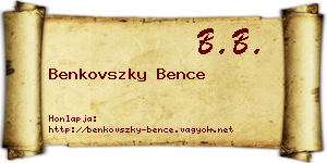 Benkovszky Bence névjegykártya